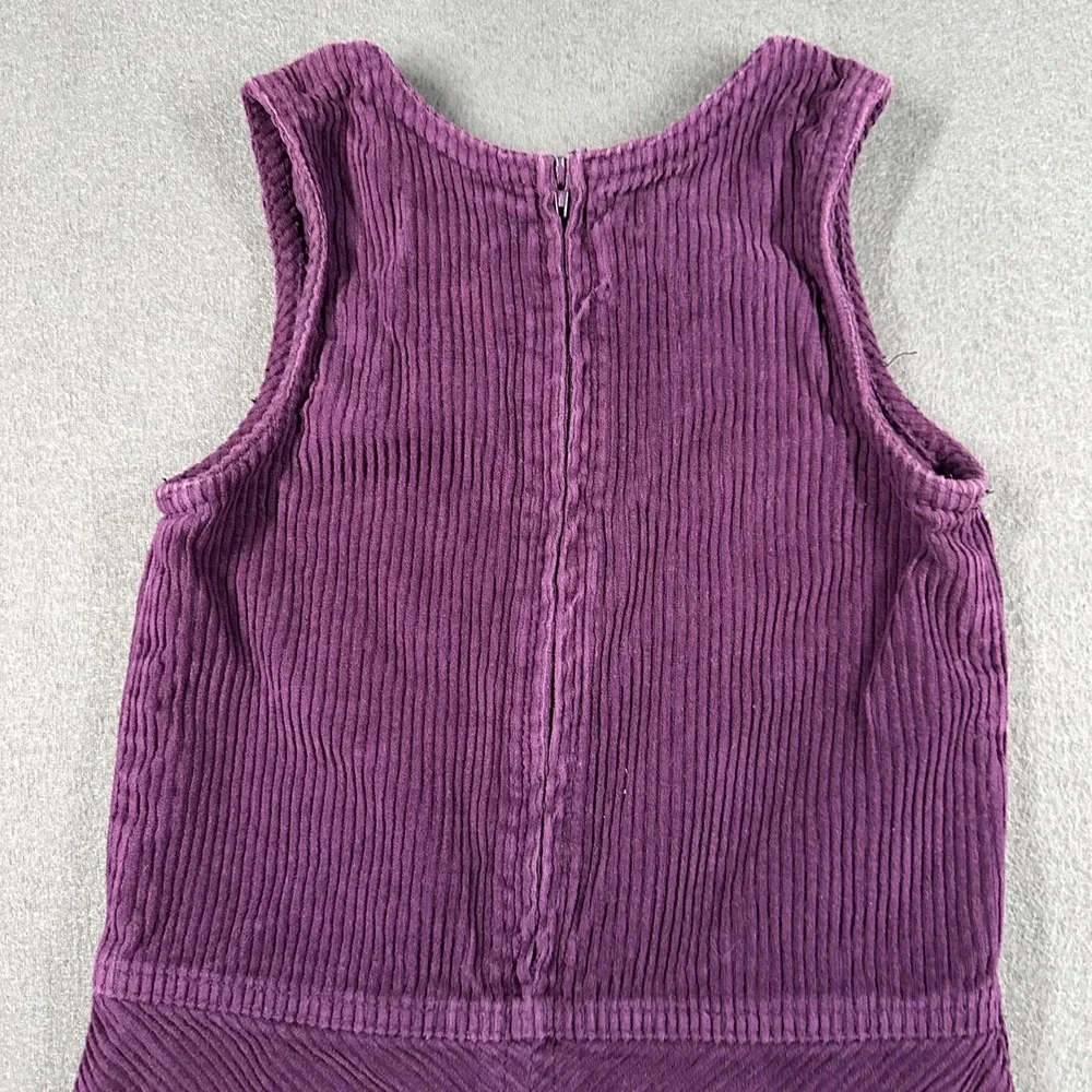 Vtg OshKosh B'gosh Jumper Dress Girls 5 Purple Corduroy Tank Pockets Embroidered